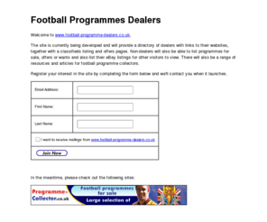 football-programme-dealers.co.uk: Football Programmes Dealers - Football Programmes Dealers Home
Football programmes information with links to dealers and online programme classifieds, offers and other football programmes resources
