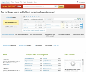 semrush.ru: SEMRush - service for competitors research, shows Google organic and AdWords keywords for any site or domain
SemRush.com