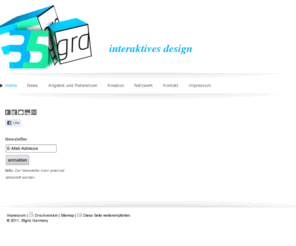 35grd.com: Portfolio, Informationen und Shop von "35 Grad im Schatten" - 35 grd – interaktives design
Beratung, Konzept und Design für Produkt- und Markenkommunikation. Layout, 3D, Illustration, Scribble bis Corporate Design: 35 grd!