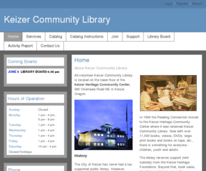 keizerlibrary.org: Home - Keizer Community Library
This is the home page for the Keizer Community Library