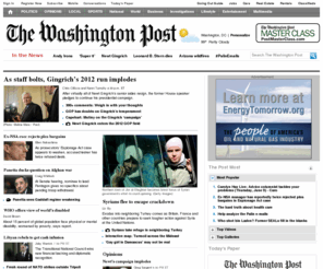 washpost.com: The Washington Post: National, World & D.C. Area News and Headlines - washingtonpost.com
Leading source for news, video and opinion on politics, business, world and national news, science, travel, entertainment and more. Our local coverage includes reporting on education, crime, weather, traffic, real estate, jobs and cars for DC, Maryland and Virginia. Offering award-winning opinion writing, entertainment information and restaurant reviews.