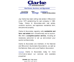 clarkeandassociates.com: Clarke & Associates
Clarke & Associates of Ripon, WI, sells real estate, conducts auctions, and appraises residential, farm, and personal property.