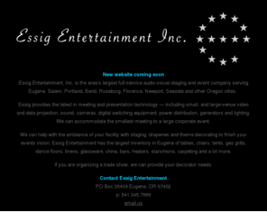 essigentertainment.com: Essig Entertainment in Eugene, Oregon
Essig Entertainment in Eugene, Oregon offers wedding, event and other production services.