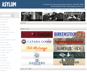 asylum-web.com: メンズセレクトショップのアサイラム
ササフラスをはじめ、エンジニアードガーメンツやポストオーバーオールズなどこだわりのブランドを取扱っております。