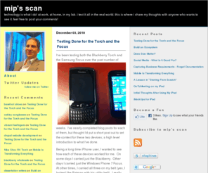 mipsscan.com: mip's scan
technology is what i do! at work, at home, in my lab. i test it all in the real world.

this is where i share my thoughts with anyone who wants to see it. feel free to post your comments!