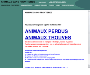 chats-perdus.com: Animaux sans Frontieres
Animaux sans Frontieres