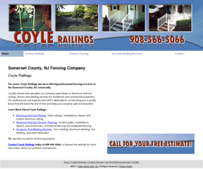 coylerailings.com: Fencing Company Somerset County, NJ - Coyle Railings
Coyle Railings provides professional fencing services  to Somerset County, NJ. Call 908-566-5066 For Your Free Estimate.