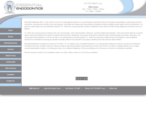 essential-endodontics.com: Essential Endodontics
Essential Endodontics with Dr. Chris Yelton specializes in performing root canal procedures, apicoectomies and other root canal surgeries, and single-tooth replacement bone grafting and implants. Located in Fort Worth, TX Phone: 817-737-7668