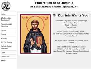 syracuse3op.org: Syracuse Lay Dominicans
St. Louis Bertrand Chapter, Lay Fraternities of St. Dominic, Syracuse, NY