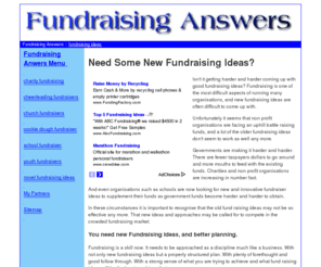 fundraising-answers.com: Fundraising Ideas For You
Need to find some fundraising answers fast? Finding too much competition in the fundraising marketplace? See Fundraising Answers for - well - answers.