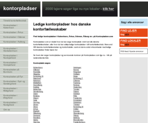 kontorpladser.com: Kontorpladser i danske kontorfællesskaber. Find kontorplads i København, Frederiksberg, Århus, Odense, Ålborg, Randers, Esbjerg, Herning mv
Ledige kontorpladser til leje hos kontorfællesskaber og kontorhoteller i København, Århus, Odense, Ålborg, Randers, Horsens, Herning, Roskilde mv.