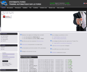 systematic-forex.com: Trading automatique sur le Forex
Forex Trading Signal sur Metatrader et par SMS. Stratégie de trading automatique. Analyse fondamentale. Analyse technique. Signaux de trading professionnels sur taux de change.