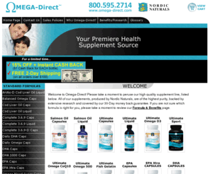 omega-dha-epa.com: Nordic Naturals On Sale by Omega-Direct
Complete line of Nordic Naturals' products, including Omega-3, Omega-6, DHA, EPA, Cod Liver Oil, and other essential fatty acid food supplements.