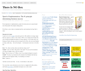 speed-of-implementation.com: Speed of Implementation: The #1 principle determining business success | There Is NO Box
Successful entrepreneurs take inspiration to implementation very quickly