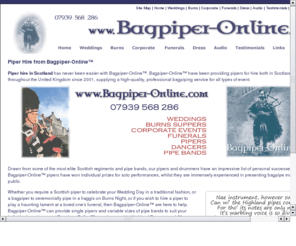 bagpiper-online.co.uk: Bagpiper Online
Bagpiper online home page, for all your bagpiper hire needs.
