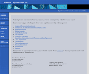 caramoorcapital.com: Real Estate Investment Advisors
experienced real estate investment advisors available to assist you with acquisitions, financings, negotiations, analysis...