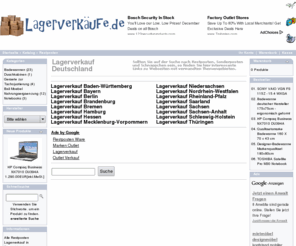 xn--lagerverkufe-ocb.com: Lagerverkauf Deutschland
Lagerverkauf Deutschland: Hier finden Sie Lagerverkäufe in Deutschland, ebenso können Sie Ihr Restposten oder Sonderposten-Geschäft in Deutschland eintragen.