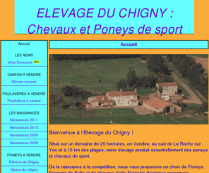 elevageduchigny.com: ELEVAGE DU CHIGNY : Chevaux et Poneys de sport
En Vendée 85, élevage de poneys et chevaux de sport, à vendre.