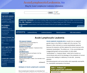 acutelymphocyticleukemia.net: Acute lymphocytic leukemia and all about leukemia information
acute lymphocytic leukemia , acute myeloid leukemia , risk acute lymphocytic leukemia and all leukemia information