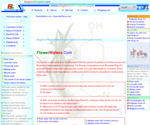 flowerwaters.com: Flower waters, Bulgarian Floral Waters hydro distilled from fresh plant material
Flower waters, Rose water, Lavender water, Chamomile, Melissa, Salvia, Mentha produced by Bulgarian Rose Co are steam distilled from fresh plant material during the collection season of the plants