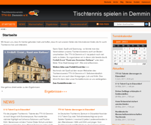 tischtennis-demmin.com: Tischtennisverein TTVV03 Demmin | Tischtennis spielen in Demmin, Mecklenburg-Vorpommern - 
Startseite
Tischtennis spielen in Demmin