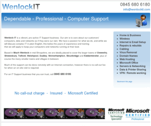 wenlockit.com: Wenlock IT
Professional IT services and support for home and business computer users.