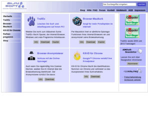 almisoft.de: AlMiSoft TraXEx - Internet Spurenverwischer
AlMiSoft TraXEx: Spurenverwischer fürs Internet, schützen Sie Ihre Privatsphäre und löschen Sie Surfspuren im Internet Explorer, Firefox, Opera, Netscape, Mozilla, AOL, T-Online, Safari und Google Chrome