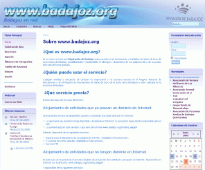 badajoz.org: Badajoz en Red - Inicio
Alojamiento web gratuito para asociaciones sin ánimo de lucro de la provincia de Badajoz.