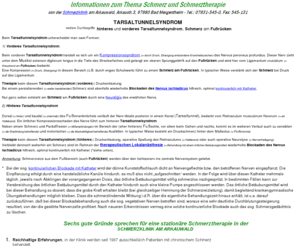 tarsaltunnelsyndrom.de: Tarsaltunnelsyndrom - Vorderes und hinteres, Schmerz am Fußrücken
Beim vorderen Tarsaltunnelsyndrom bestehen Schmerzen und Mißempfindungen am Fußrücken