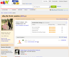 thedancingdaisy.com: eBay My World - 
					sarahinc
eBay My World for sarahinc. Read sarahinc's Reviews & Guides, blog, and eBay profile.