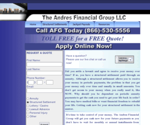 afgcash.com: Cash Now - Call AFG 866 530 5556
Have you been injured  in an accident? Have a structured settlement? Get early cash 4 you now! The Andres Group &#13;&#10;&#191;Se ha da&#241;ado en un accidente? &#191;Tenga un pago estructurado? &#161;Haga lo ahora al dinero en efectivo 4 temprano! El Andr&#233;s grupo 866 665 3425