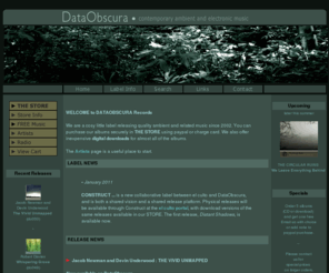 dataobscura.com: DataObscura and Blue Oasis records - contemporary electronic and ambient music Store
Dataobscura and Blue Oasis records: ambient and experimental electronic music.