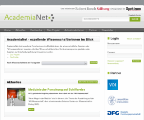 expert-in.info: AcademiaNet - das Portal exzellenter Wissenschaftlerinnen
AcademiaNet rückt exzellente Forscherinnen ins Blickfeld derer, die wissenschaftliche Gremien oder Führungspositionen besetzen, die über Wissenschaft berichten, Konferenzprogramme gestalten oder Experten zur Entscheidungsfindung hinzuziehen wollen.