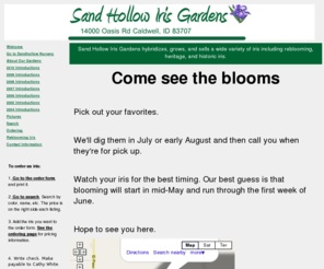 sandhollow.com: Sandhollow Iris Gardens, rebloomers, Sandhollow Nursery
Sandhollow Iris Gardens