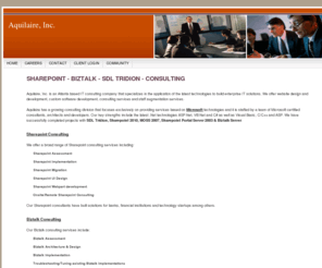 aquilaire.com: Aquilaire | Sharepoint | Biztalk | SDL Tridion | Consulting
Aquilaire Inc. is an Atlanta based IT services company specializing in Sharepoint,Biztalk, SDL Tridion and the latest .Net technologies.