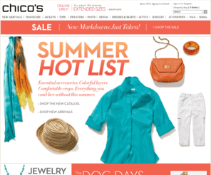 chicos.com: Women's Clothing & Accessories - Chico's
Clothier for the sophisticated woman featuring a full line of private label apparel, accessories, and jewelry, with a focus on comfort.