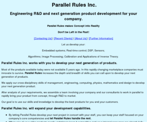 parallel-rules.com: Parallel Rules Inc. Home Page
Parallel Rules Inc. Engineering R&D, Embedded systems, DSP, Sensors