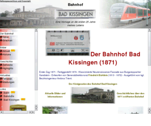 bahnhof-bad-kissingen.info: Bahnhof Bad Kissingen
Informationen über den Bahnhof Bad Kissingen. In dieser Seite wird die Geschischte und Gegenwart des Kopfbahnhofs Bad Kissingen in Text und Bildern dargestellt 