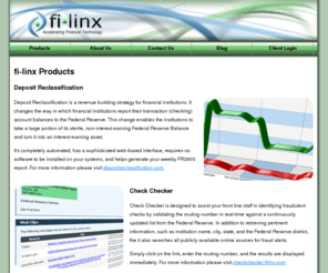 fi-linx.com: fi-linx - Products - Deposit Reclassification, Check Checker
fi-linx hosted Deposit Reclassification