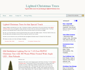 lightedchristmastrees.net: Lighted Christmas Trees
Pre-lighted Christmas trees save you lots of work and aggravation when decorating your tree.  So buy a pre-lighted Christmas tree today and work less and enjoy it more.