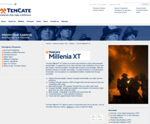 milleniaxt.info: TenCate - Protective Fabrics - TenCate Millenia™ XT
TenCate Protective Fabrics protects people on the job from the harmful effects of heat, flame and other related risks. The primary applications in which our products are used include structural fire fighting, wildland fire fighting and many industrial areas such as chemical, petrochemical, electrical and molten metal processing.