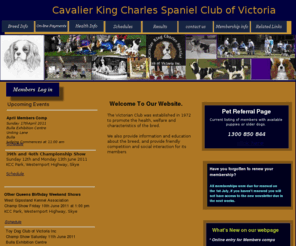 cavalierclubvic.com: Home Page
Cavalier King Charles Spaniel Club of Victoria, provide information , education and competitions