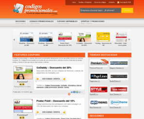 codigospromocionales.com: Codigos promocionales, codigos descuento, cupones imprimibles, ofertas y descuentos.
Portal de codigos promocionales, codigos descuento, cupones, chollos, descuentos y rebajas. Ahorra en tus compras en tiendas online y fisicas.