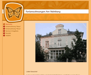 weinbergschaetze.com: Ferienwohnungen Am Weinberg
Vermietung von Ferienwohnungen in denkmalgeschützter Villa unterhalb der Weinberge von Radebeul