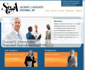 salsburypersonnel.com: Salsbury & Associates personnel, Inc.
Salsbury & Associates Personnel, Inc. is a highly respected staffing service specializing in accounting, financial and administrative personnel.