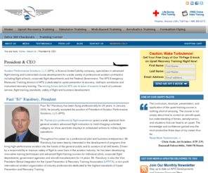 ransbury.com: Aviation Performance Solutions - Meet the President | APS Emergency Maneuver Training
Mr. Ransbury's flight experience spans a wide spectrum from general aviation advanced flight instruction to hard-charging unlimited category air show aerobatic displays to scheduled airlines to military fighter operations.