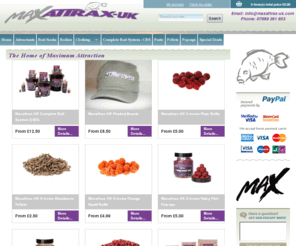 maxattrax.co.uk: Carp Bait | Boilies | Attractors | Particles | Pellets | Groundbait | Fishing | Baits
Maxattrax-UK are manufacturers of low cost, high quality Carp Baits, boilies, pop-ups, pellets, paste, stimulators, Liquid Food