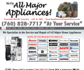 yourappliancerepairguy.com: At Your Service Appliance Repair
At Your Service Appliance Repair; We specialize in Service and Repair for all Major Home Appliances. Such as Washing Machines, Clothes Dryers, Refrigerators, Freezers, Ice-Makers, Ice-Machines, Dishwashers, Cook-Tops, Ovens, Ranges, Stoves, Microwaves, Vent-Hoods, Down-Drafts, Trash-Compactors, and Garbage-Disposals.