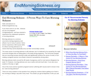 endmorningsickness.org: End Morning Sickness
EndMorningSickness.org provides information, tips and product recommendations proven to help end morning sickness.