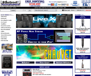 8thstreet.com: 8thstreet.com | The Original Online Music Superstore | 1-800-878-8882 | Free Shipping on most orders!
Best Price on music gear when you shop with 8thstreet.com! Free Shipping on most orders and professional sales assistance available at 1-800-878-8882! 8th Street always offers the lowest prices with outstanding and personalized service. We offer complete solutions for all of your musical needs and an experienced sales staff to help you with your audio projects.
